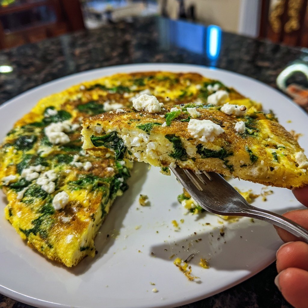 Kalorienarme Spinat Feta Omelette