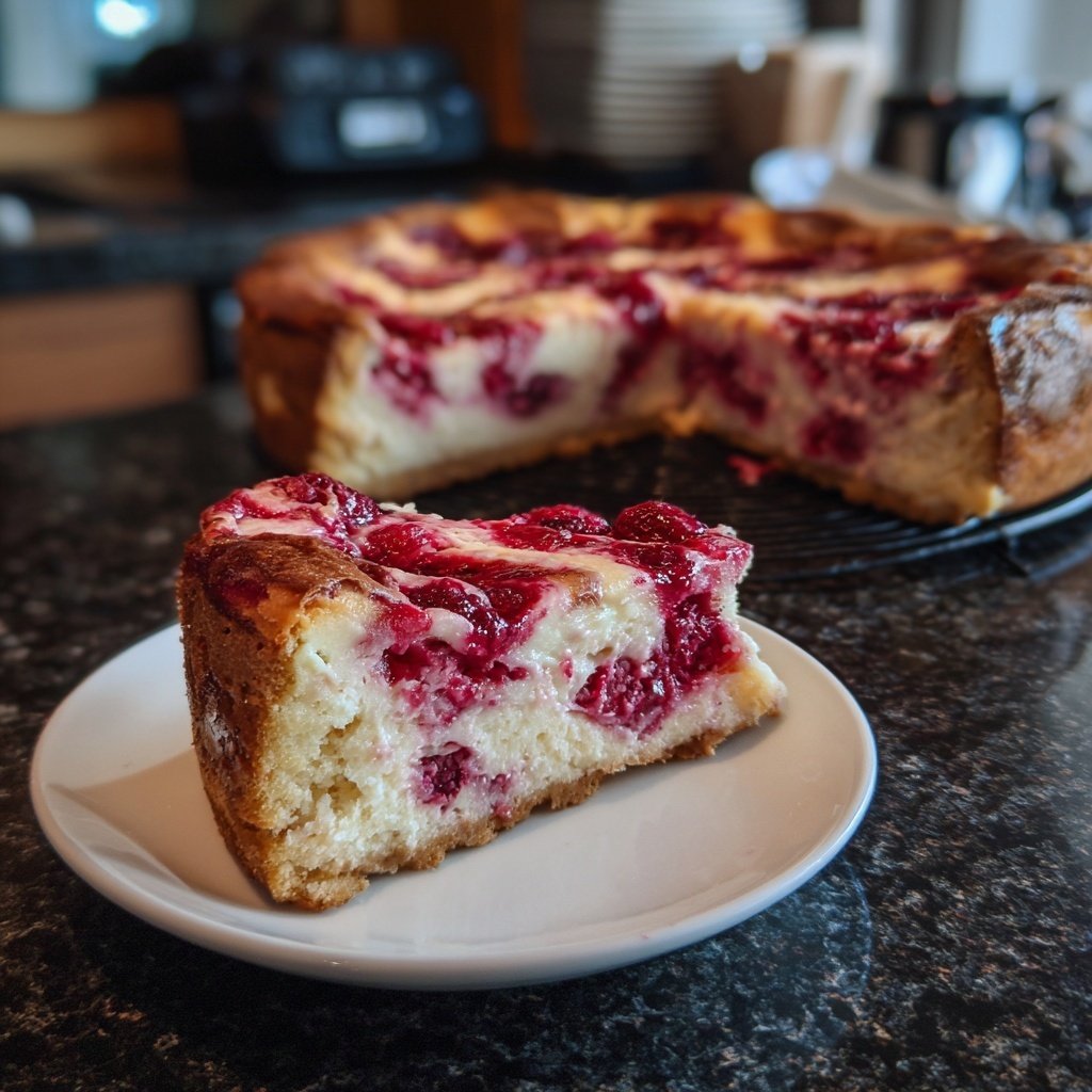 Käsekuchen mit Himbeerswirl
