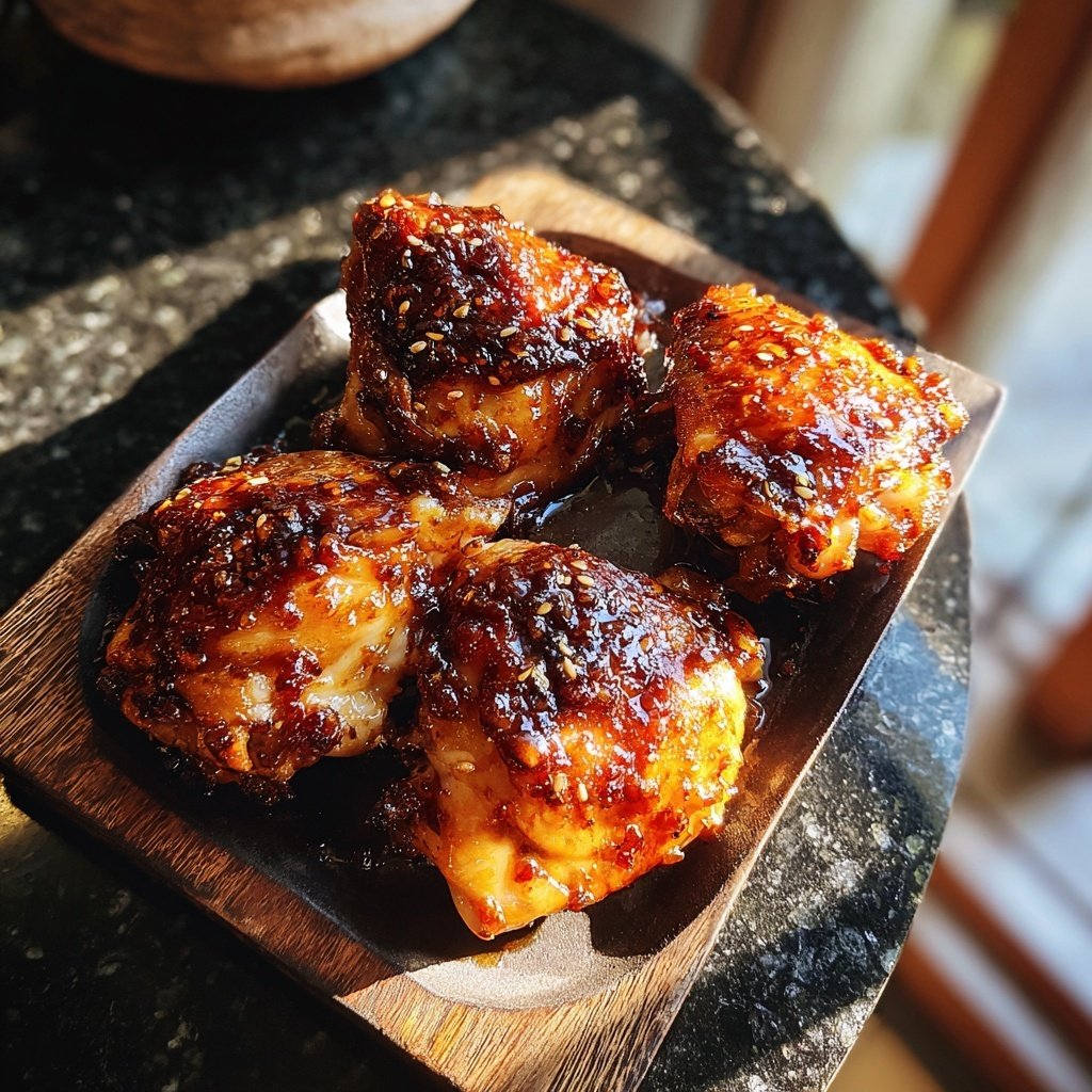 Honig Knoblauch Hühnchenschenkel aus dem Ofen