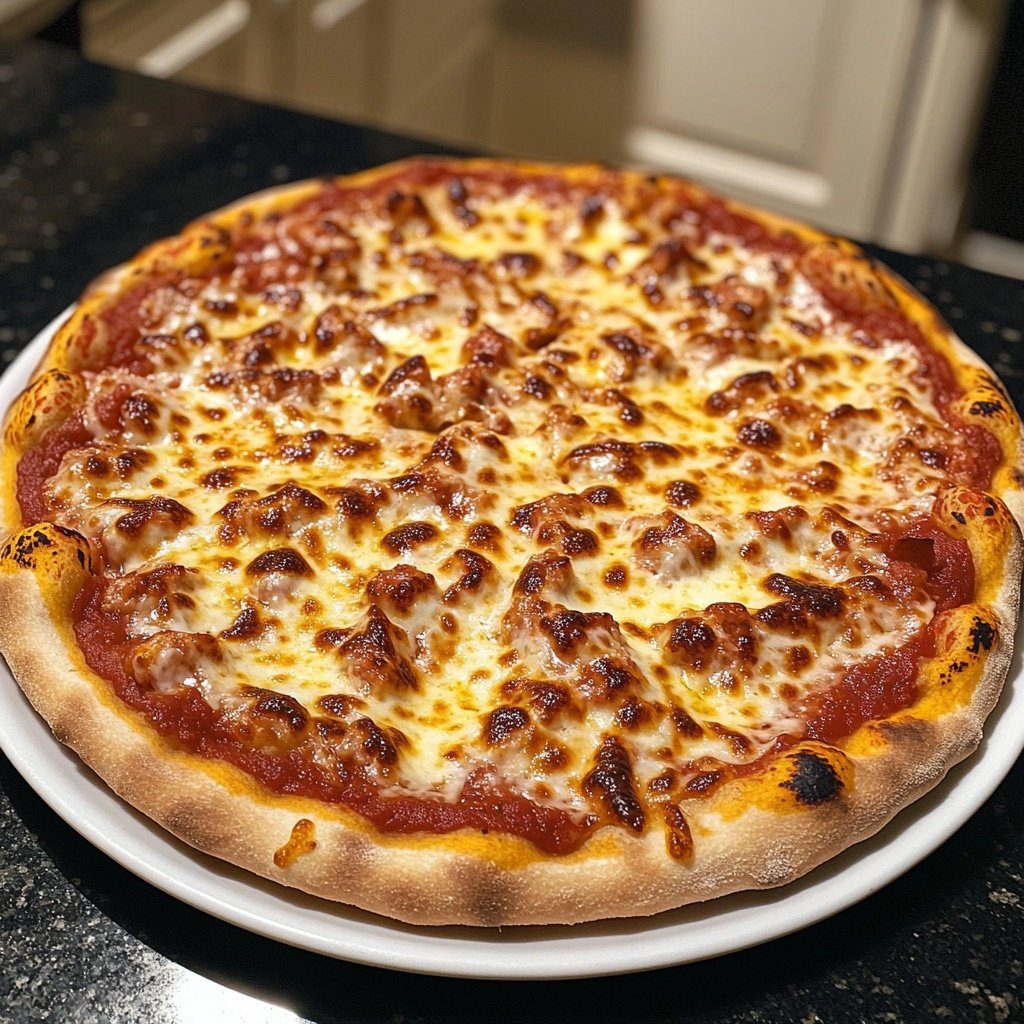 Pizza mit Pilzen und Mozzarella