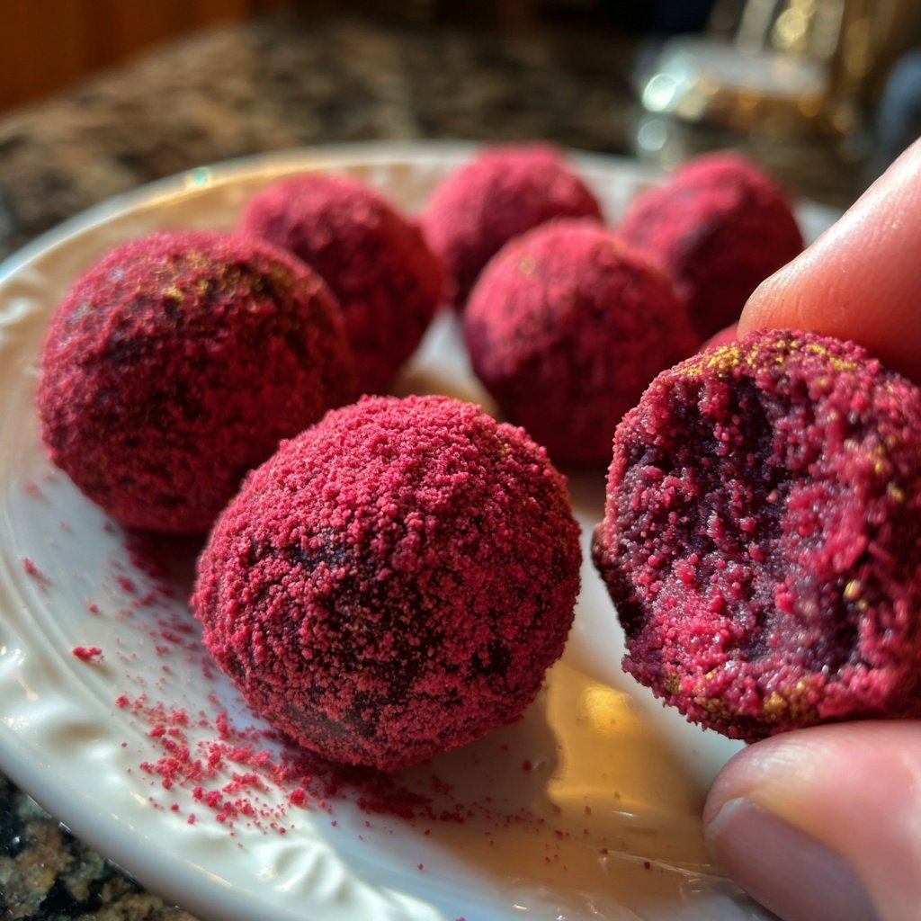 Trüffel mit Himbeerstaub