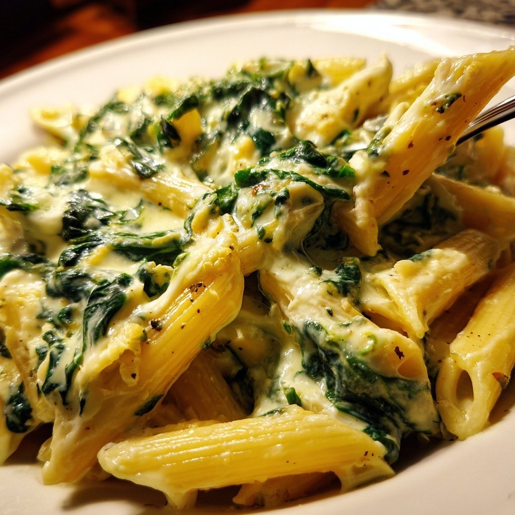 Penne mit Spinat und Ricotta