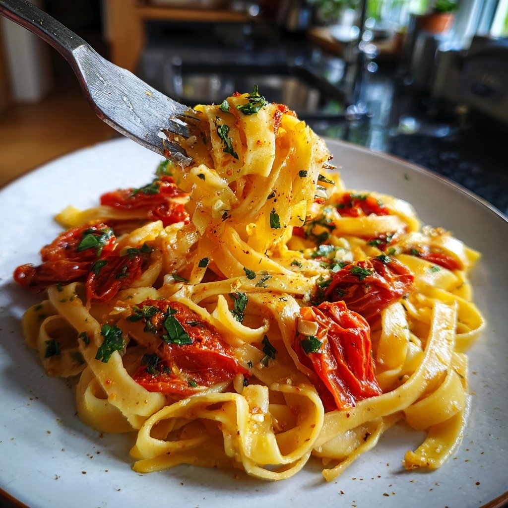 Tagliatelle mit Ofentomaten